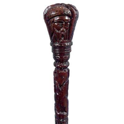 عصای چوبی منبت طرح حکمت کد 602
